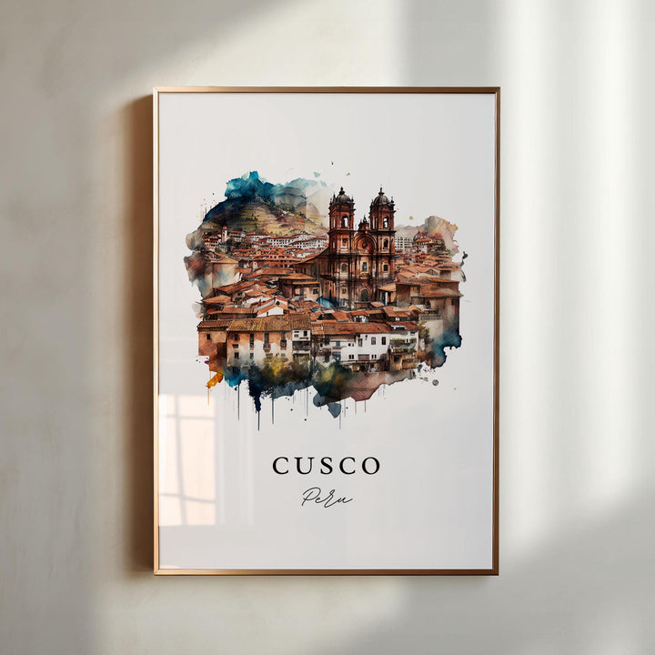 Cusco Peru wall art - Peru, Cuzco poster, Cusco Peru Wedding gift, Cusco Cityscape Birthday present, Custom Text, Personalised Gift