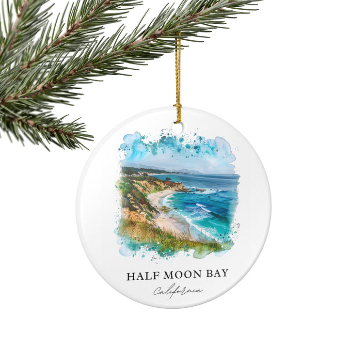 Half Moon Bay Ornament: Unique Half Moon Bay Souvenir, California Xmas Decor, and Authentic Half Moon Bay Gift