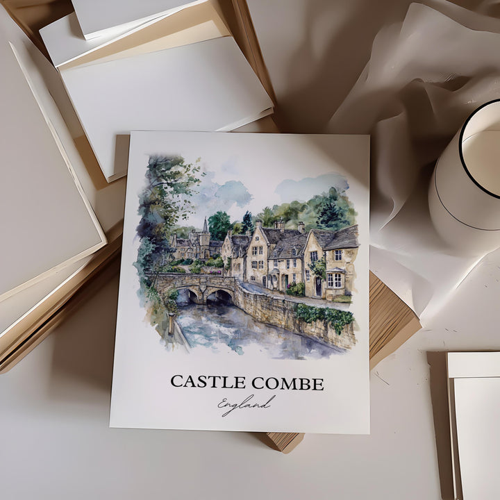 Castle Comb Wall Art, Wiltshire Print, England Watercolor Art, Castle Comb England Gift, Travel Print, Travel Poster, Housewarming Gift