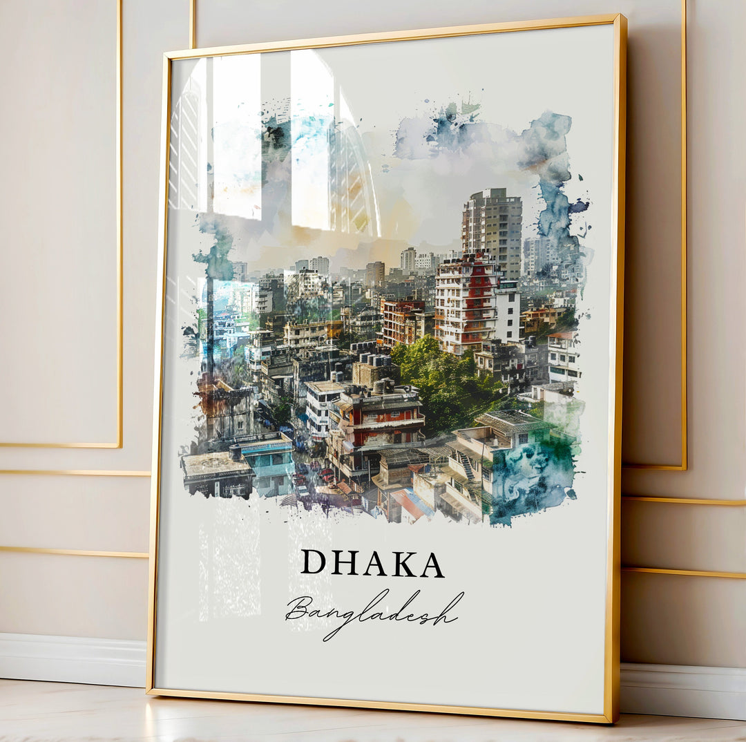 Dhaka Wall Art, Dhaka Bangladesh Print, Bangladesh Watercolor, Dhaka Bangladesh Gift,