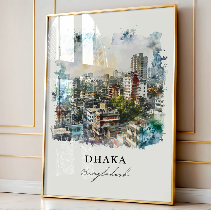 Dhaka Wall Art, Dhaka Bangladesh Print, Bangladesh Watercolor, Dhaka Bangladesh Gift,