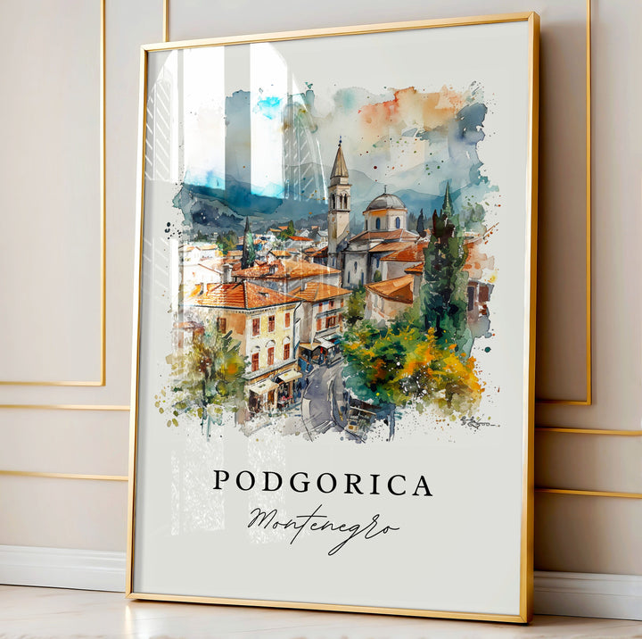 Podgorica wall art - Montenegro, Podgorica print, Podgorica Wedding gift, Birthday present, Custom Text, Perfect Gift