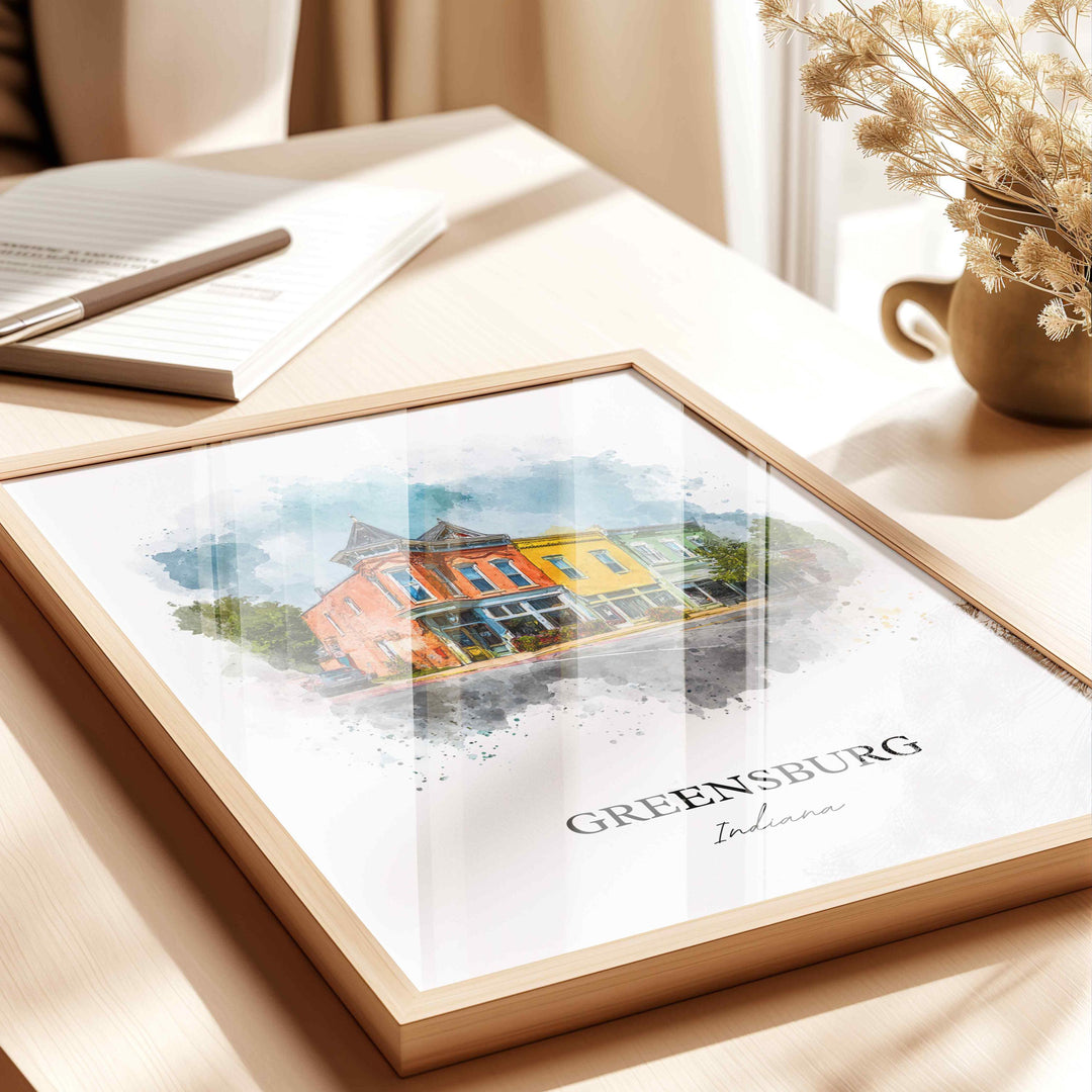 Greensburg, Indiana – Watercolor Art Print
