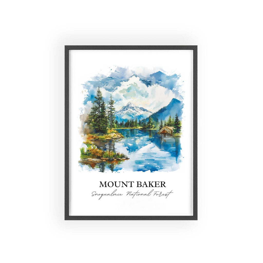 Mount Baker WA Wall Art, Snoqualmie Forest Print, Washington St Watercolor, Mount Baker Gift, Travel Print, Travel Poster, Housewarming Gift