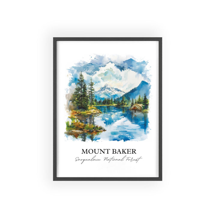 Mount Baker WA Wall Art, Snoqualmie Forest Print, Washington St Watercolor, Mount Baker Gift, Travel Print, Travel Poster, Housewarming Gift