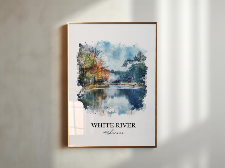 White River Wall Art, Boston Mountains Print, Arkansas Watercolor Art, White River Gift, Travel Print, Travel Poster, Housewarming Gift