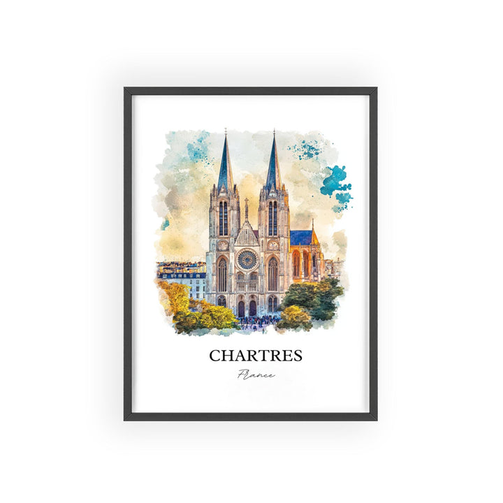 Chartres Wall Art, Chartres Print, France Watercolor Art, Chartres France Gift, Travel Print, Travel Poster, Housewarming Gift
