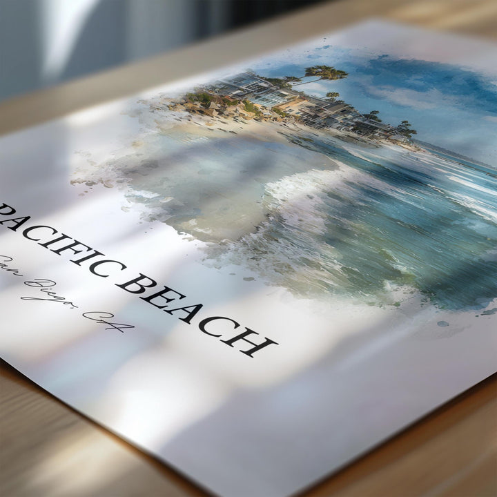 Pacific Beach, California – Watercolor Art Print