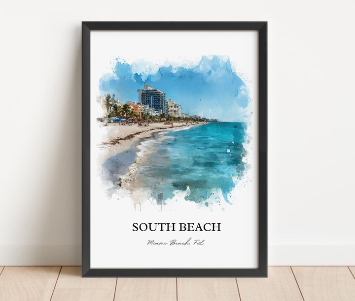 Miami Beach, Florida, USA – Watercolor Art Print