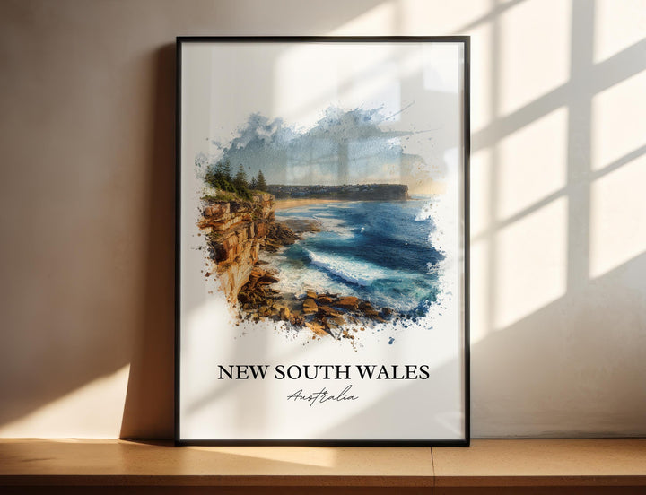 New South Wales Wall Art, Australia Print, Australia Watercolor Art, New South Wales Gift, Travel Print, Travel Poster, Housewarming Gift