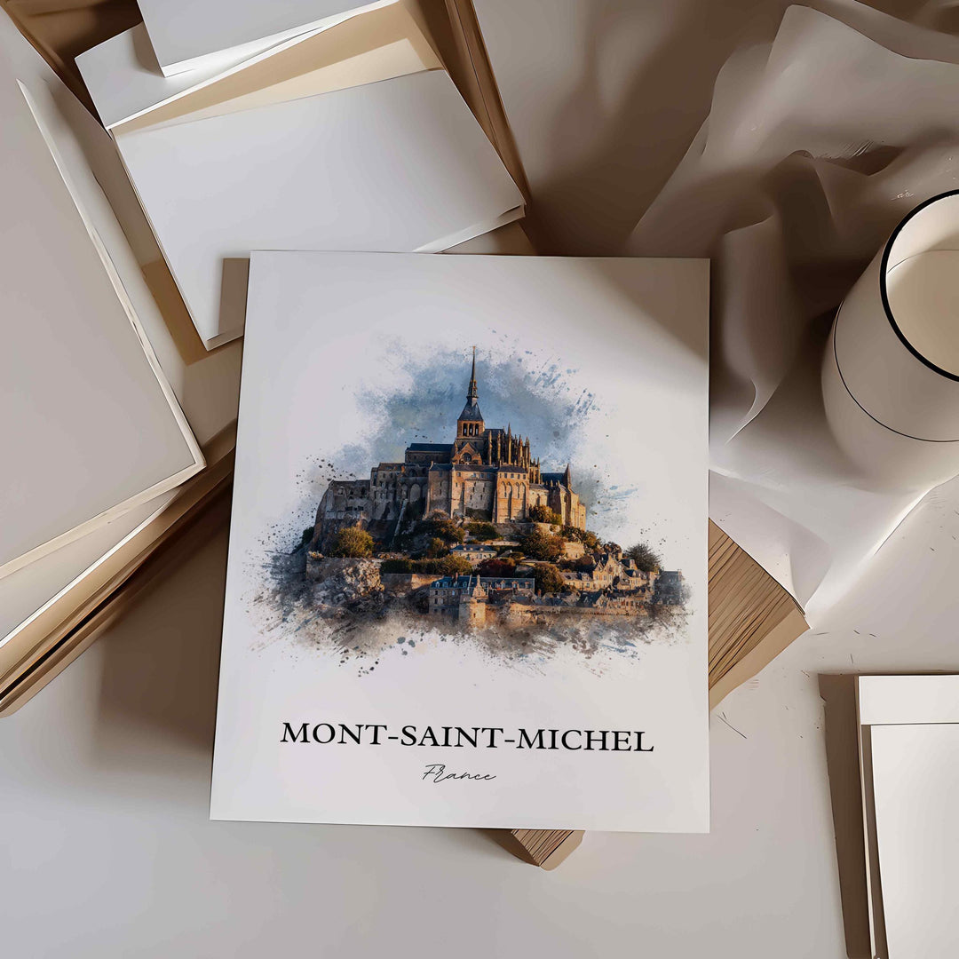 Mont-Saint-Michel, France – Watercolor Art Print