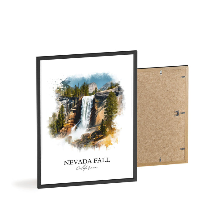 Nevada Fall Wall Art, Yosemite Print, California Watercolor Art, Nevada Fall Gift, Travel Print, Travel Poster, Housewarming Gift