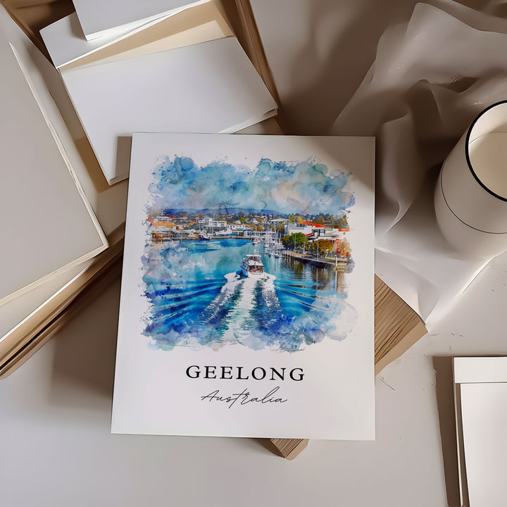 Geelong Australia Wall Art, Geelong Print, Geelong Watercolor, Geelong Australia Gift,