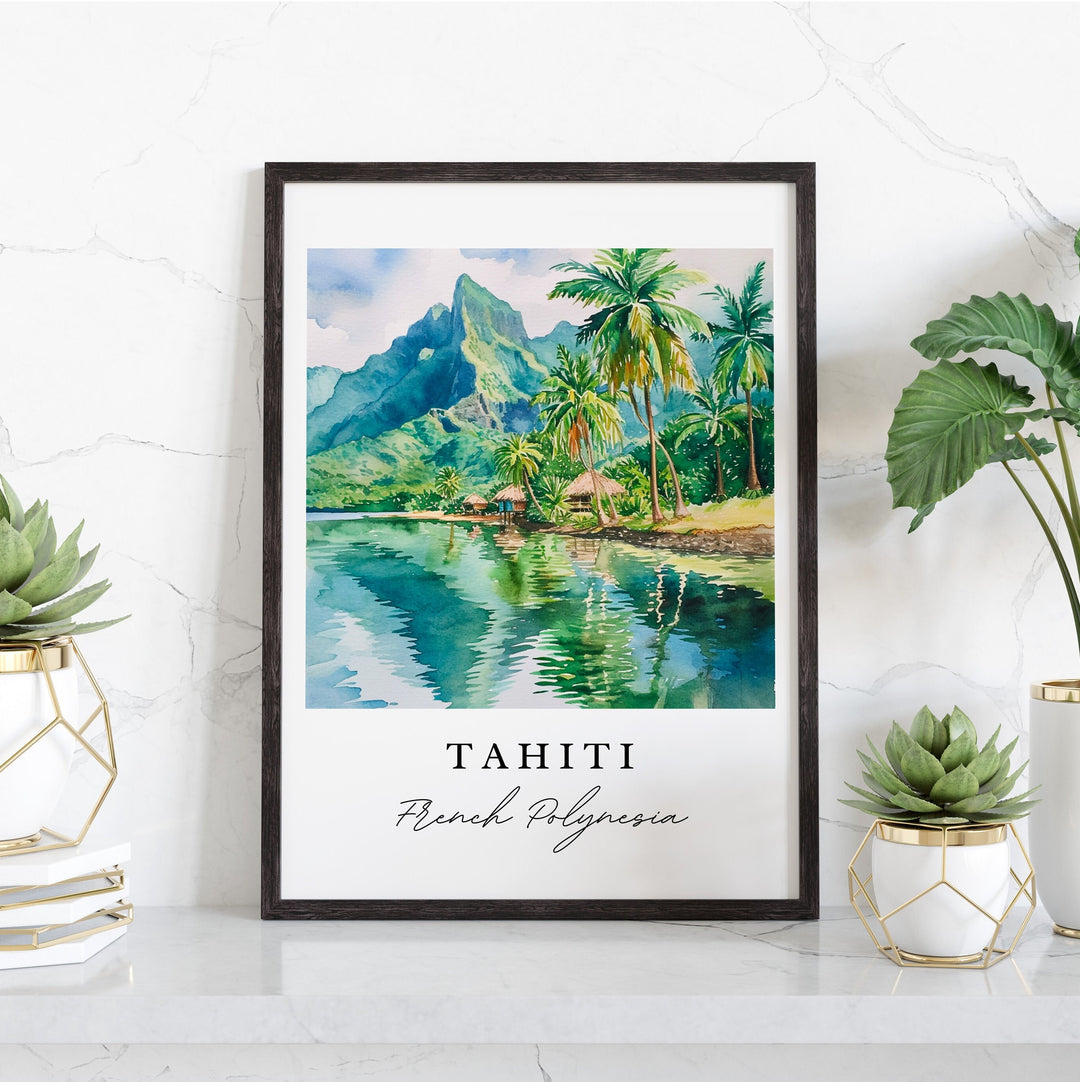 Tahiti wall art - French Polynesia, Tahiti print, Tahiti Wedding gift, French Polynesia Birthday present, Custom Text, Perfect Gift