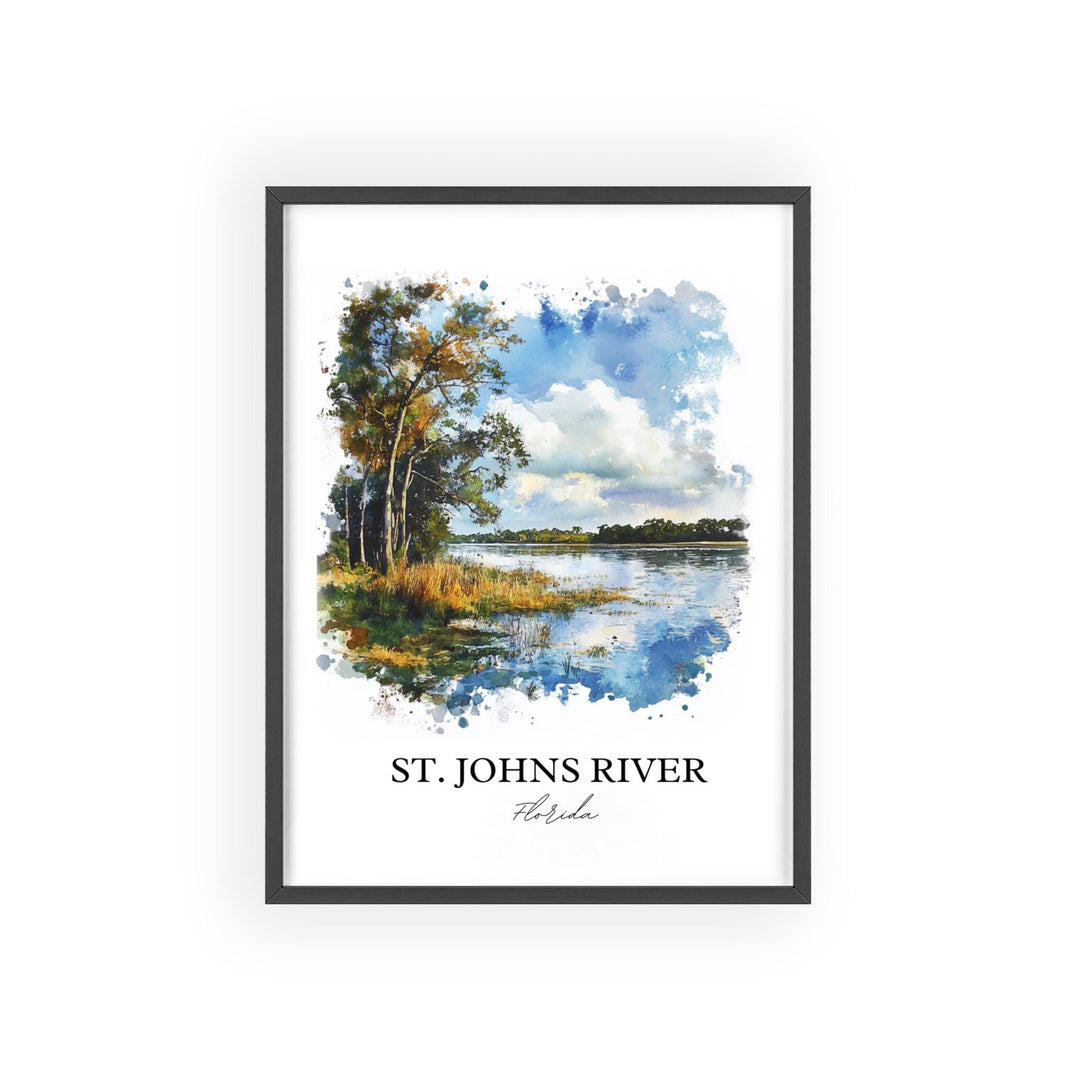 St Johns River Wall Art, Palatka FL Print, Florida Watercolor Art, St Johns River FL Gift, Travel Print, Travel Poster, Housewarming Gift
