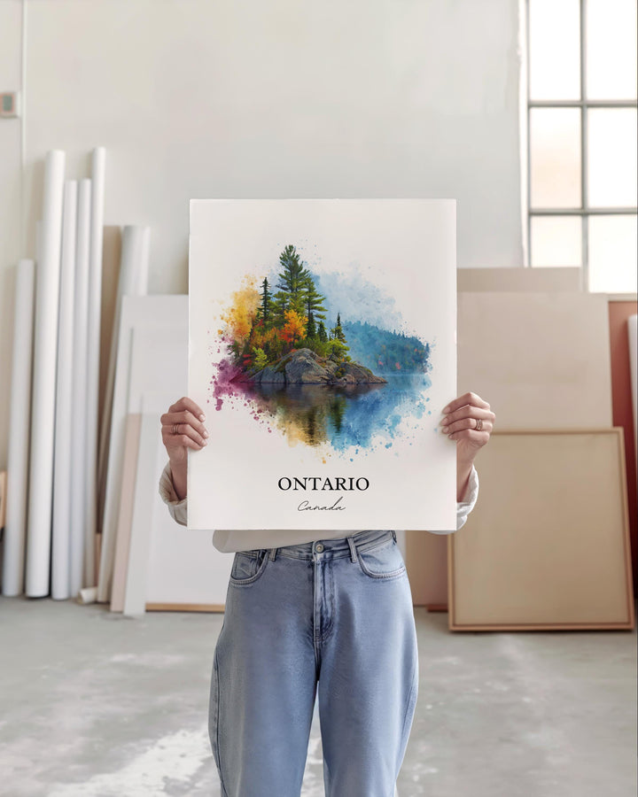 Ontario Wall Art, Ontario Print, Ontario Watercolor Art, Ontario Canada Gift, Ontario Travel Print, Travel Poster, Housewarming Gift