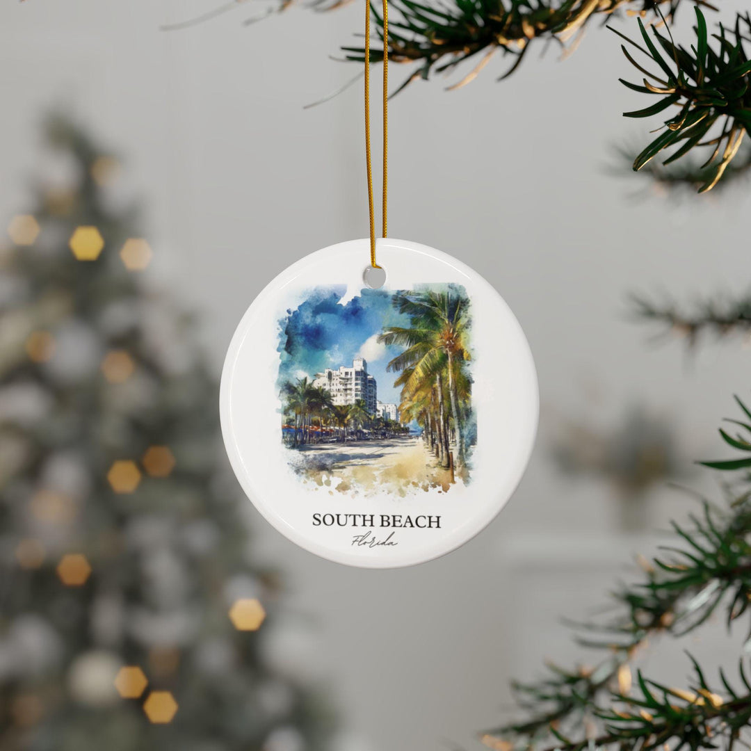 South Beach FL Ornament: Unique Miami Beach Souvenir, South Beach Xmas Decor, and Authentic Miami FL Gift