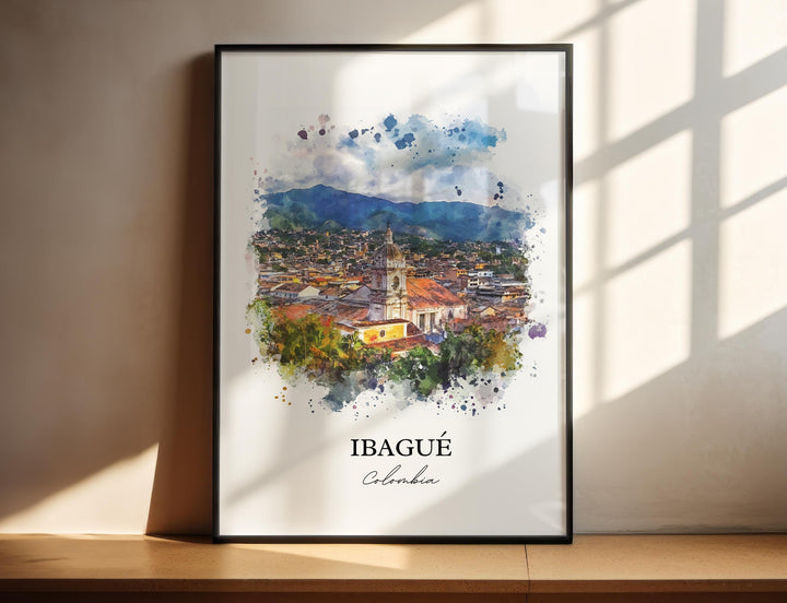 Ibagué Wall Art, Colombia Print, Colombia Watercolor Art, Ibagué Colombia Gift, Travel Print, Travel Poster, Housewarming Gift