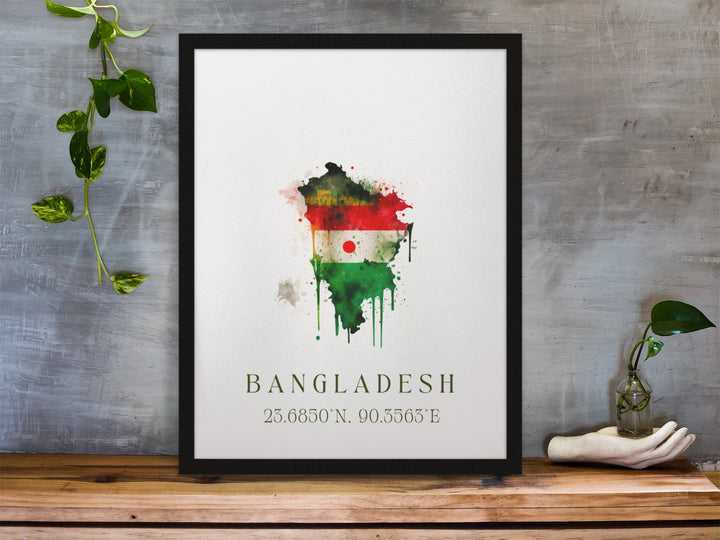 Bangladesh Wall Art - Coordinates Print