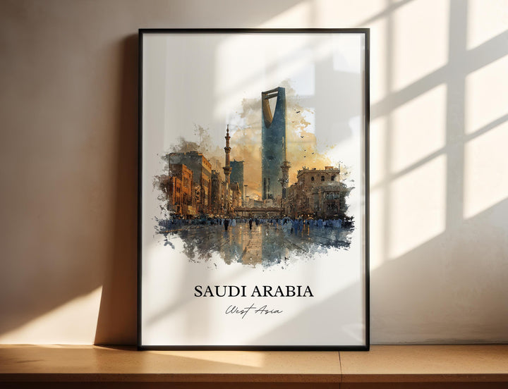 Saudi Arabia Wall Art, Saudi Arabia Print, Travel Watercolor Art, Saudi Arabia Gift, Travel Print, Travel Poster, Housewarming Gift