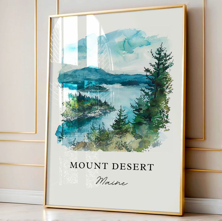 Mount Desert Maine Art, Mount Desert Print,  Hancock County Watercolor, Mt Desert Maine Gift,