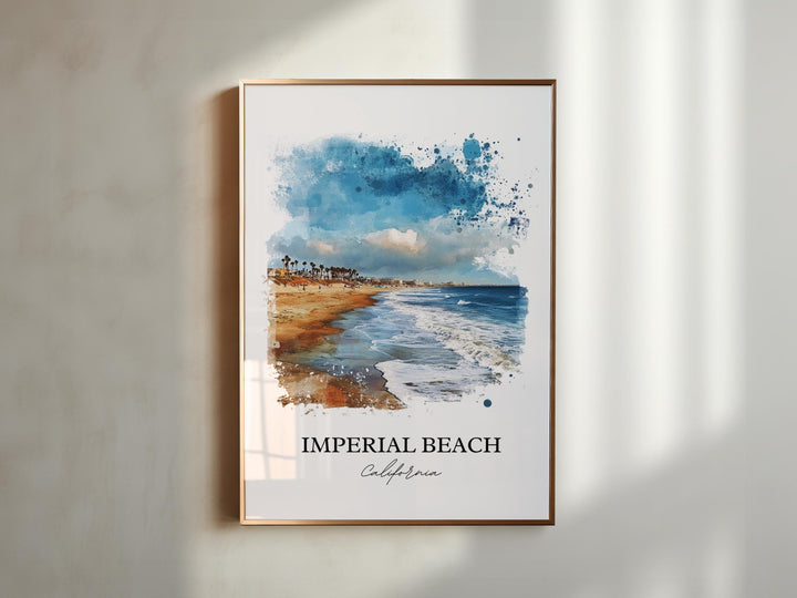 Imperial Beach CA Wall Art, San Diego Print, SoCal Watercolor Art, Imperial Beach Gift, Travel Print, Travel Poster, Housewarming Gift
