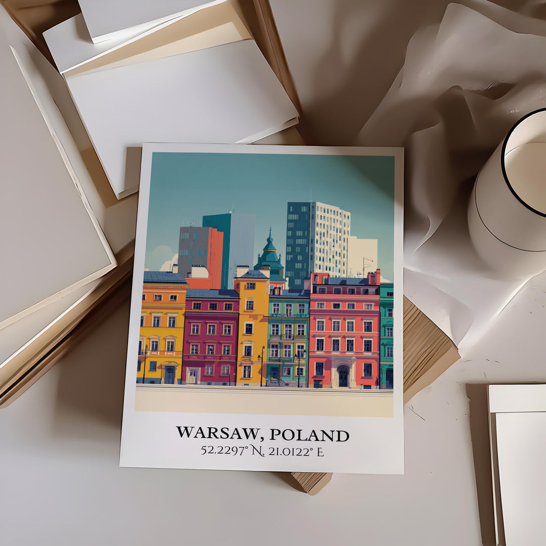Warsaw Art, Warsaw Retro Travel Art, Warsaw Home Decor, Warsaw Gift, Warsaw Poland Travel Art, Travel Prints, Housewarming Gift