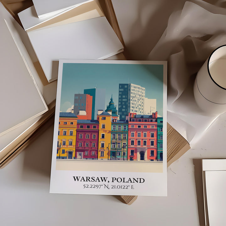 Warsaw Art, Warsaw Retro Travel Art, Warsaw Home Decor, Warsaw Gift, Warsaw Poland Travel Art, Travel Prints, Housewarming Gift