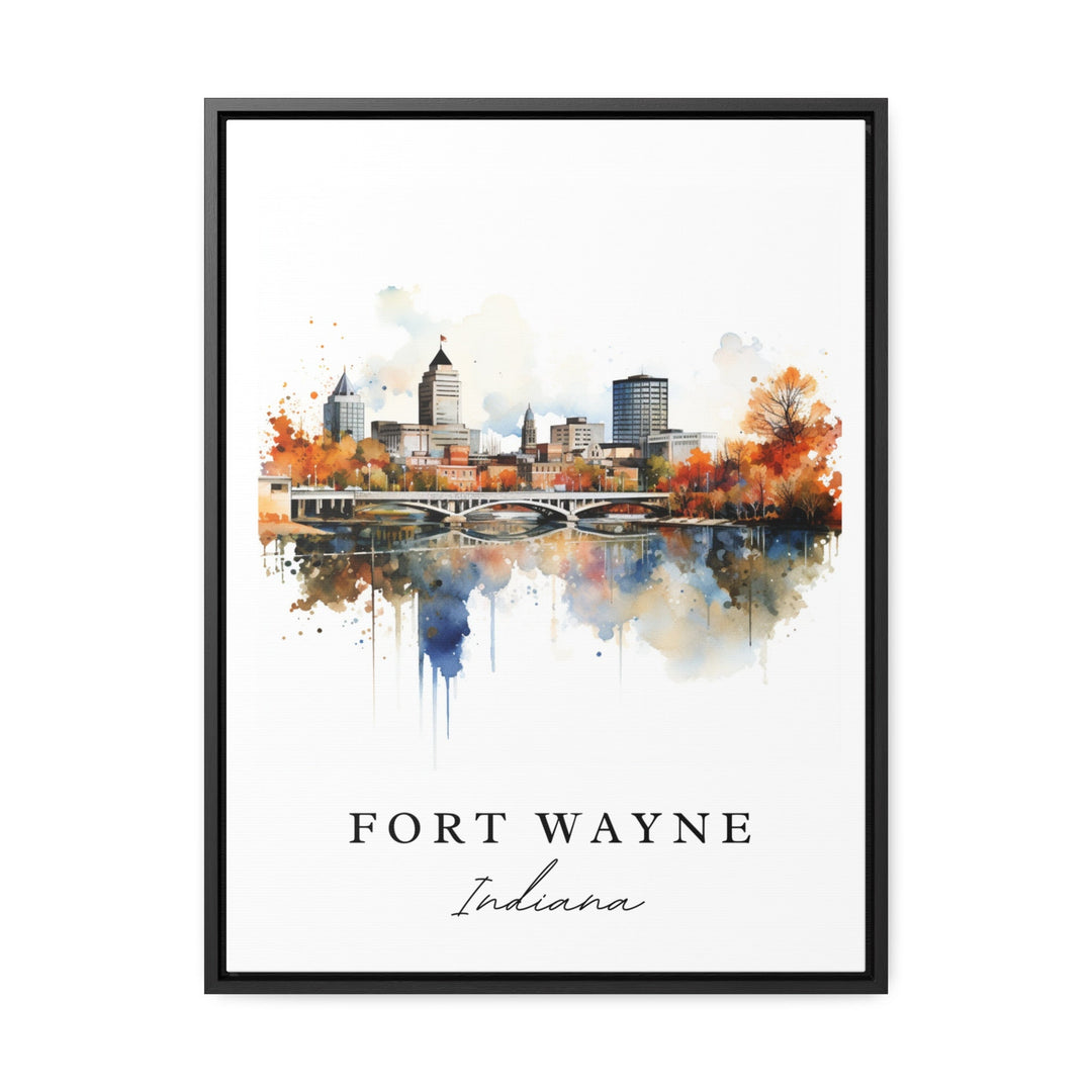 Fort Wayne traditional travel art - Indiana, Fort Wayne poster, Wedding gift, Birthday present, Custom Text, Personalized Gift