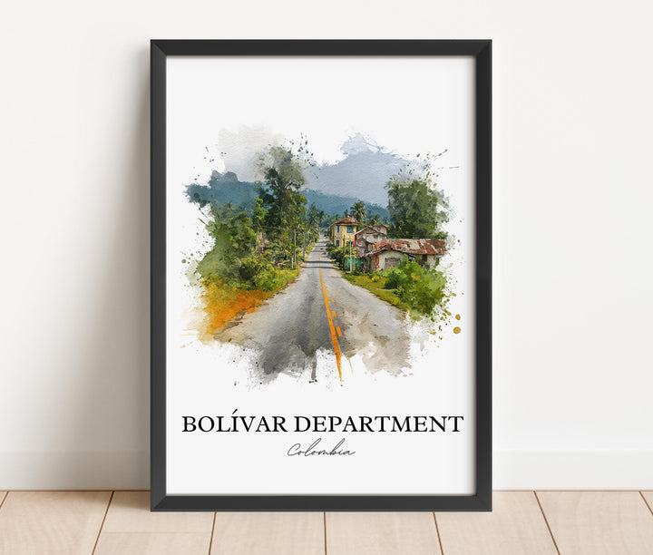 Bolívar Colombia Art, Bolívar Department Print, Colombia Watercolor Art, Colombia Gift, Colombia Print, Travel Poster, Housewarming Gift