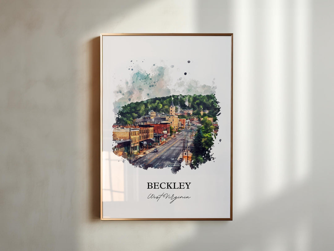 Beckley WV Wall Art, Raleigh County WV Print, West Virginia Watercolor Art, Beckley Gift, Travel Print, Travel Poster, Housewarming Gift