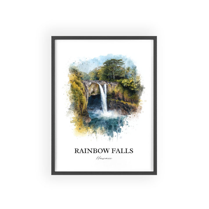 Rainbow Falls Wall Art, Hilo Print, Hilo Hawaii Watercolor Art, Rainbow Falls Gift, Travel Print, Travel Poster, Housewarming Gift