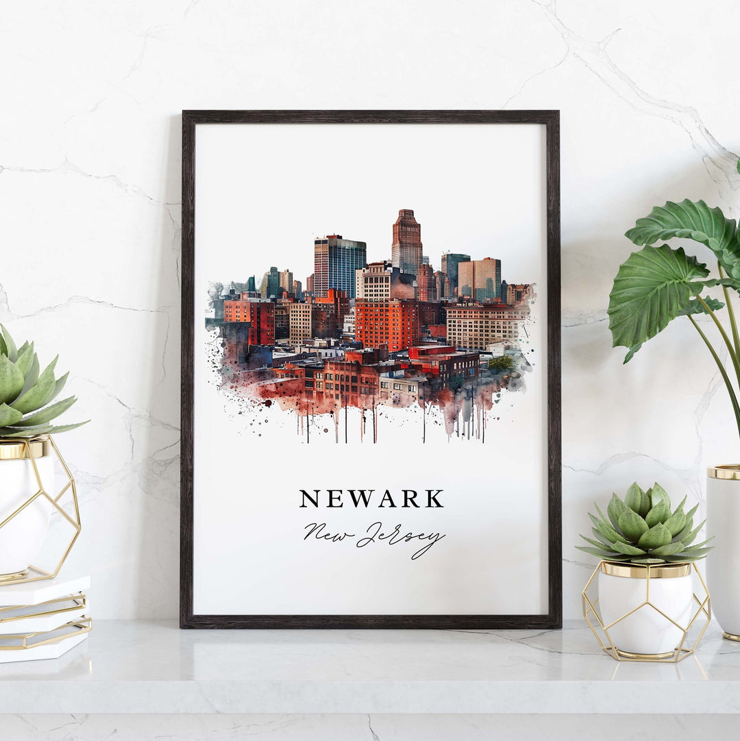 Newark traditional travel art - New Jersey, Newark print, Wedding gift, Birthday present, Custom Text, Perfect Gift