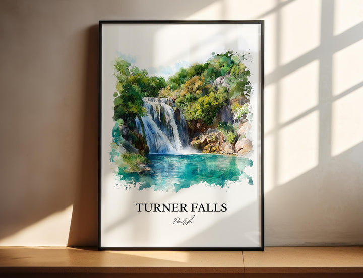 Turner Falls Park Wall Art, Davis OK Print, Oklahoma Watercolor, Turner Falls Park OK Gift, Travel Print, Travel Poster, Housewarming Gift
