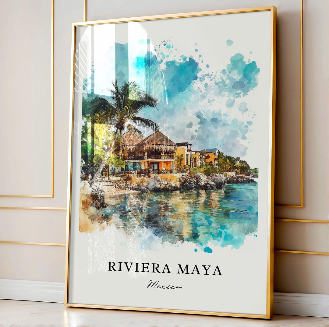 Riviera Maya Wall Art, Riviera Maya MX Print, Yucatán Watercolor Art, Riviera Maya Gift, Travel Poster, Housewarming Gift