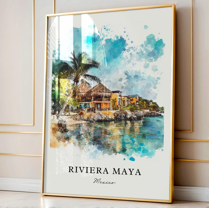 Riviera Maya Wall Art, Riviera Maya MX Print, Yucatán Watercolor Art, Riviera Maya Gift, Travel Poster, Housewarming Gift