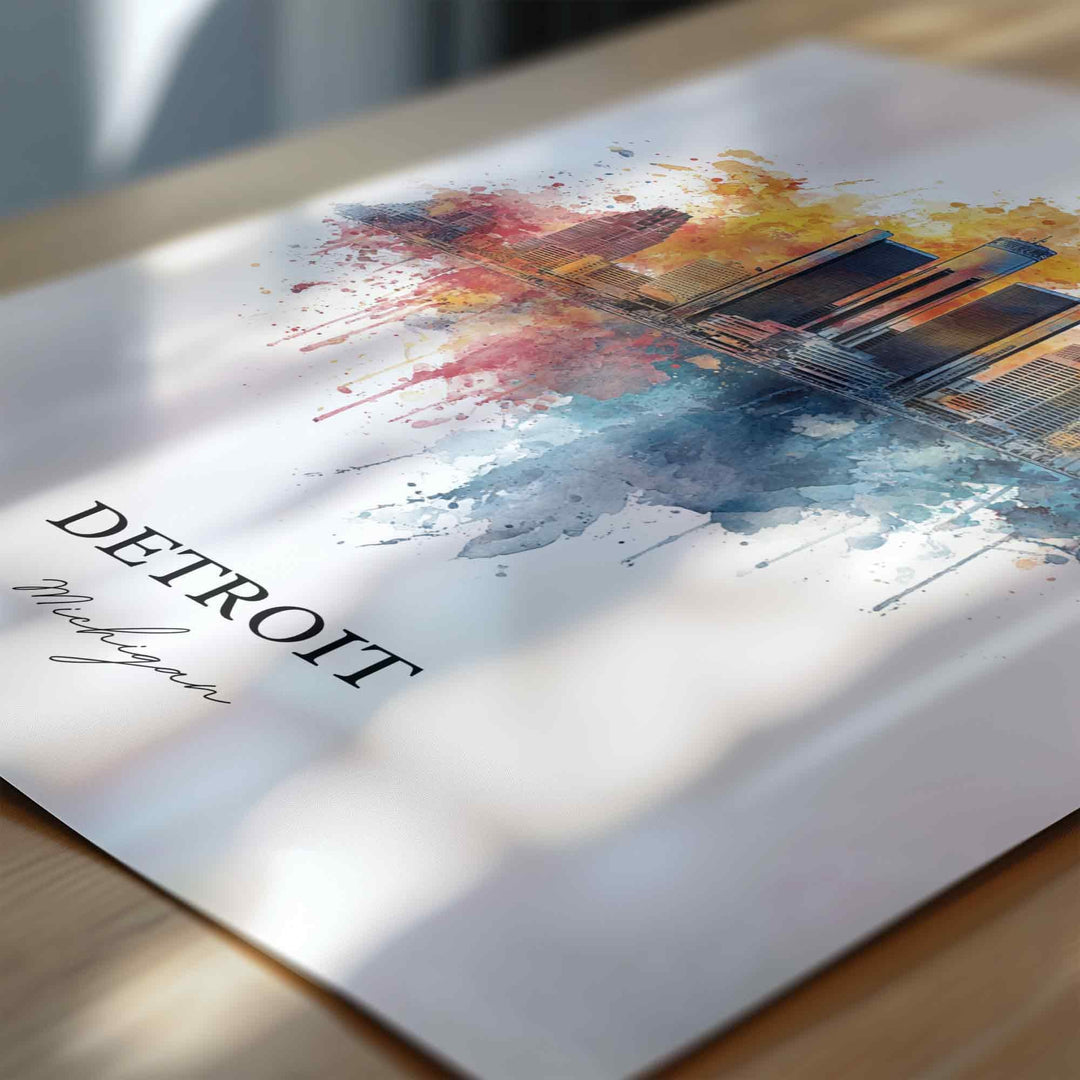 Detroit, MI – Watercolor Art Print