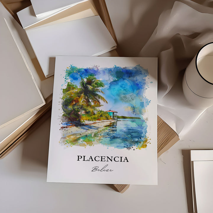 Placencia Wall Art, Placencia Belize Print, Placencia Watercolor, Placencia Belize Gift,