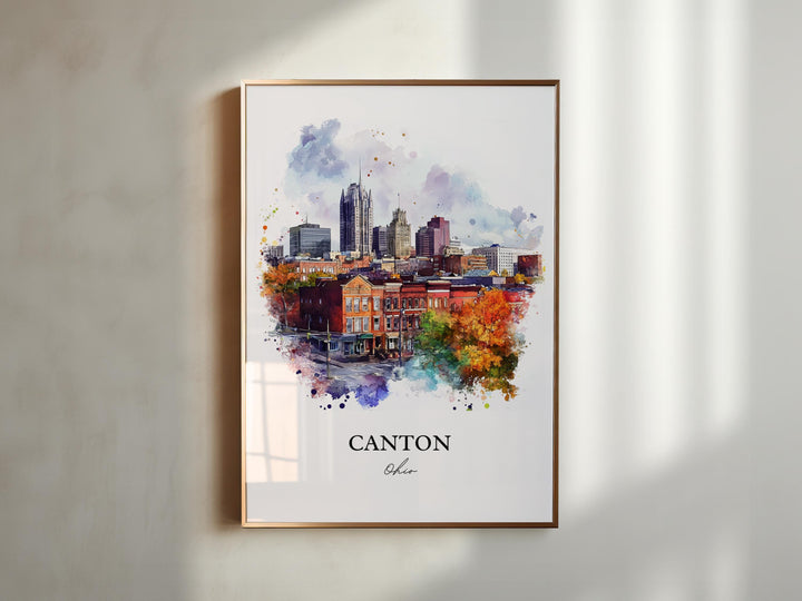 Canton Ohio Wall Art, Canton OH Print, Ohio Watercolor Art, Canton Ohio Gift, Travel Print, Travel Poster, Housewarming Gift