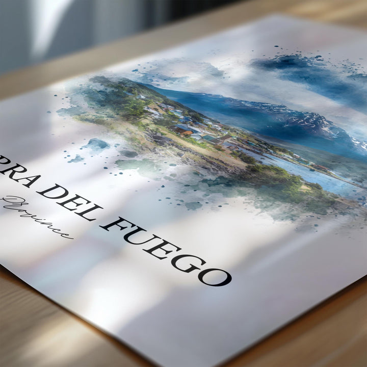 Tierra del Fuego Art, Chile Print, Argentina Watercolor Art, Tierra del Fuego Gift, South America Print, Travel Poster, Housewarming Gift