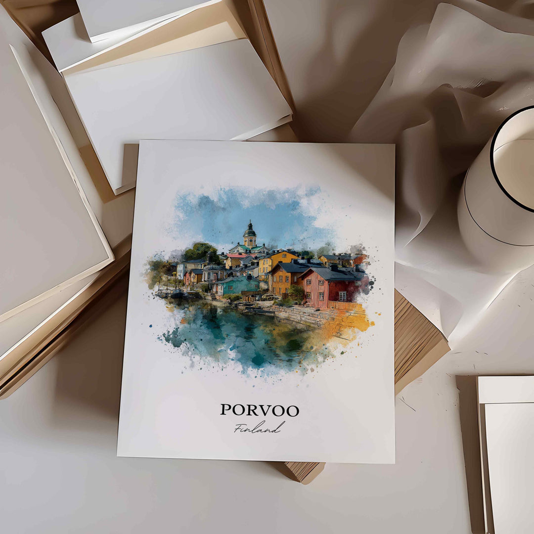 Porvoo, Finland – Watercolor Art Print