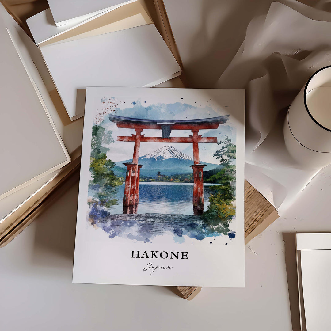 Hakone Wall Art, Hakone Japan Print, Hakone Japan Watercolor Art, Fuji-Hakone-Izu Gift,