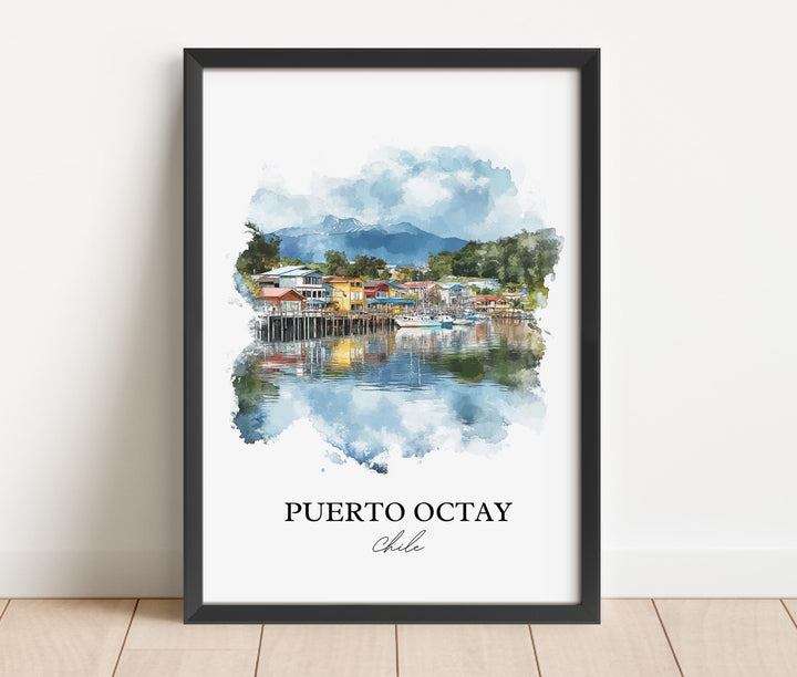 Puerto Octay Wall Art, Llanquihue Lake Print, Chile Watercolor Art, Puerto Octay Gift, Travel Print, Travel Poster, Housewarming Gift