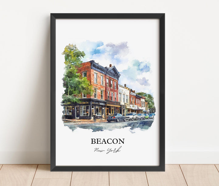 Beacon NY Wall Art, Dutchess County Print, Hudson River Watercolor Art, Beacon New York Gift, Travel Print, Travel Poster, Housewarming Gift