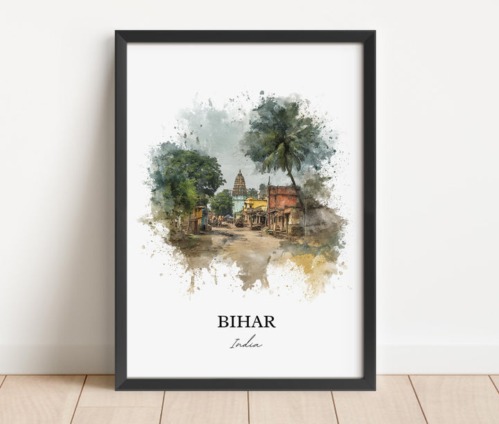 Bihar India Wall Art, Bihar India Print, Bihar Watercolor Art, Bihar India Gift, India Travel Print, Travel Poster, Housewarming Gift