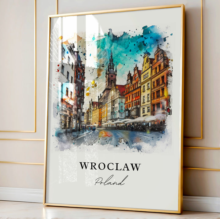 Wroclaw Wall Art, Wroclaw Poland Print, Wroclaw Watercolor, Oder River Poland Gift,