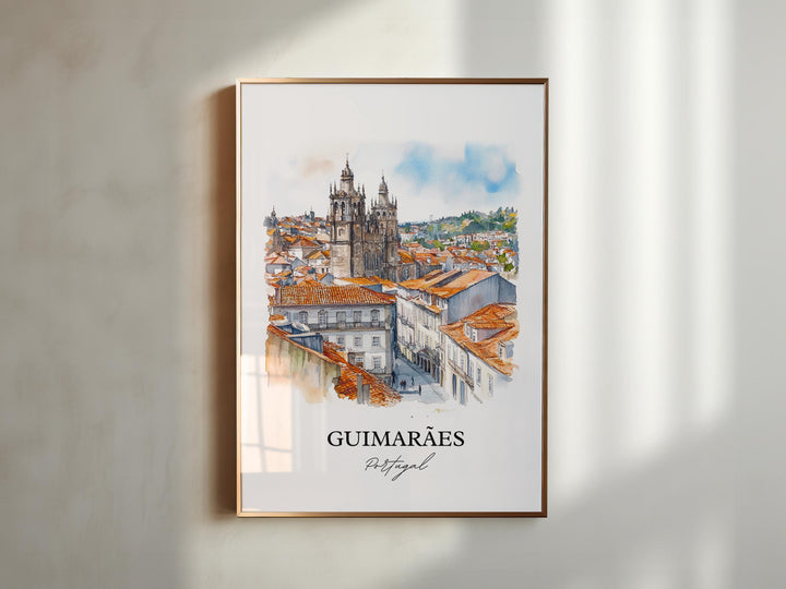 Guimaraes Wall Art, Braga Print, Portugal Watercolor Art, Guimaraes Gift, Travel Print, Travel Poster, Housewarming Gift