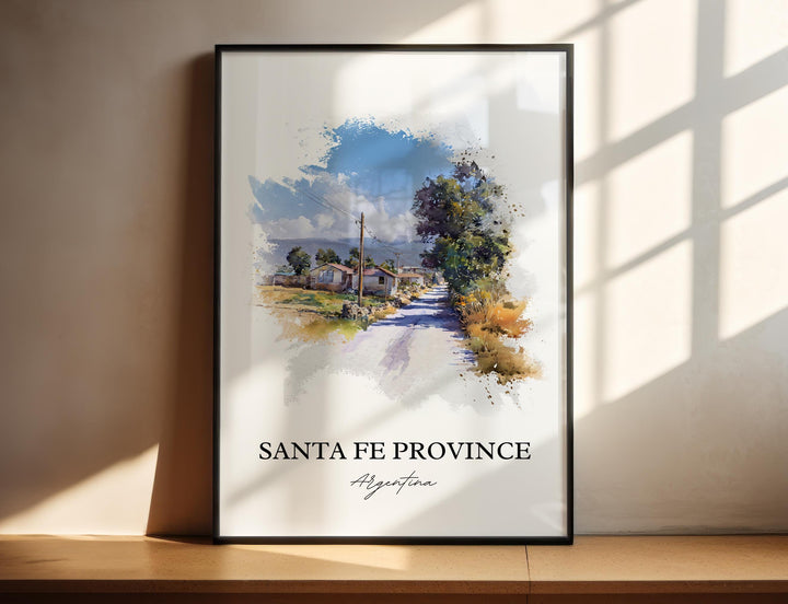 Santa Fe Province Art, Santa Fe Argentina Print, Argentina Watercolor Art, Argentina Gift, Travel Print, Travel Poster, Housewarming Gift