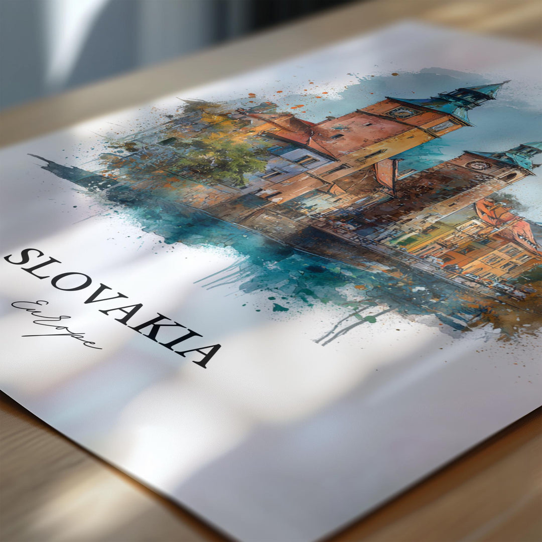 Slovakia Wall Art, Slovakia Print, Slovakia Watercolor Art, Slovakia Travel Gift, Travel Print, Travel Poster, Housewarming Gift