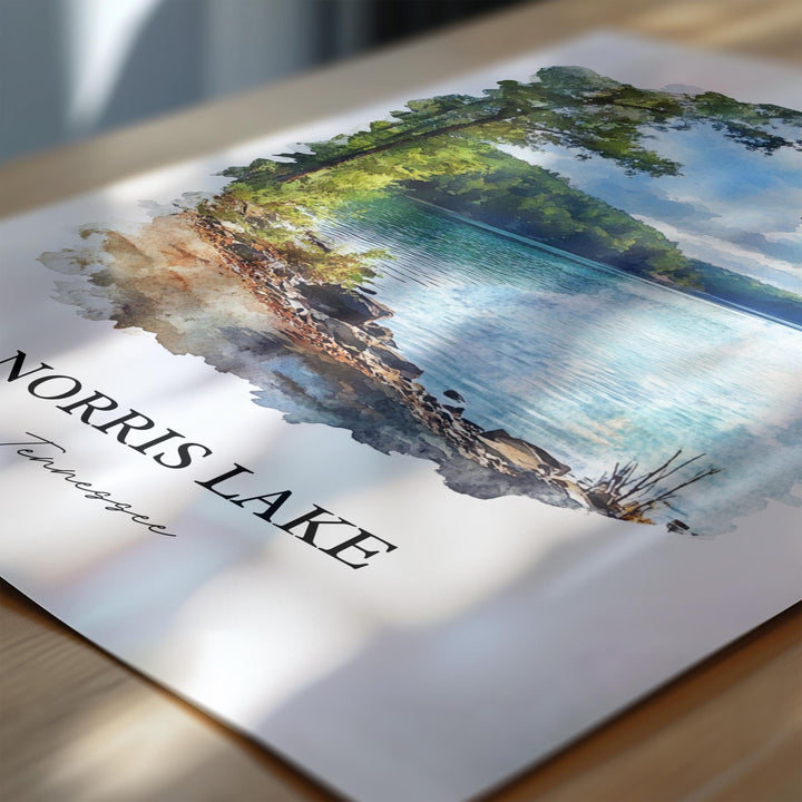 Norris Lake, Tennessee, USA – Watercolor Art Print